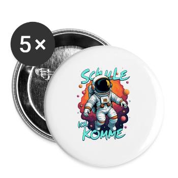 Schulkind 2026 Einschulung 2026 Schulanfang - Buttons groß 56 mm (5er Pack) - Weiß - Vorne
