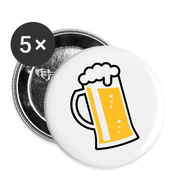 Maßkrug (beer / beer mug / beer glass / R /\/ 2C) - Buttons large 2.2''/56 mm (5-pack) - white - Front