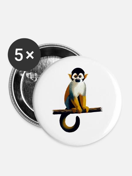 Totenkopfäffchen - Buttons groß 56 mm (5er Pack) - Weiß