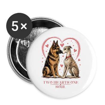 Two Hearts, One Soul - Buttons large 2.2''/56 mm (5-pack) - white - Front
