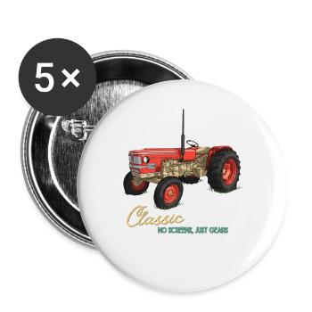 Classic Tractor: Just Gears - Buttons large 2.2''/56 mm (5-pack) - white - Front