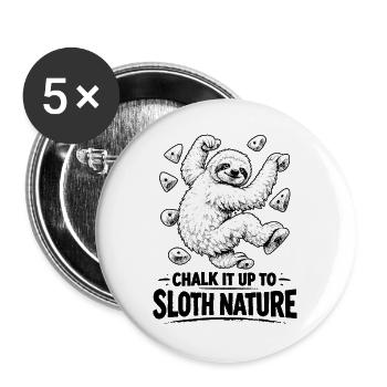 Sloth Bouldering – Chalk It Up Design - Buttons large 2.2''/56 mm (5-pack) - white - Front