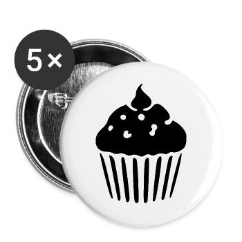 Cupcake Muffin Bakery Baking Gift - Buttons large 2.2''/56 mm (5-pack) - white - Front