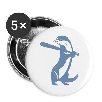 Otter Baseball Silhouette - Lot de 5 grands badges (56 mm) - blanc - Devant