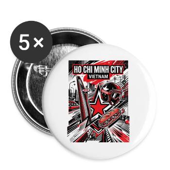 Ho Chi Minh City Vietnam - Buttons groß 56 mm (5er Pack) - Weiß - Vorne