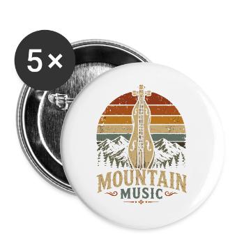 Dulcimer Musicien de Dulcimer Instrument pincé - Lot de 5 grands badges (56 mm) - blanc - Devant