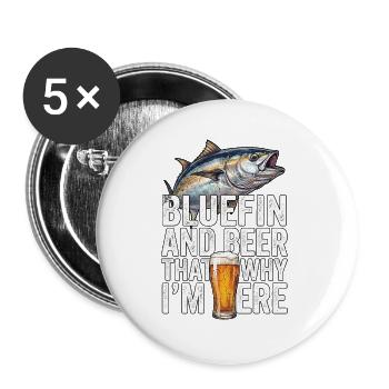 Bluefin Beer Fishing - Buttons groß 56 mm (5er Pack) - Weiß - Vorne