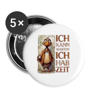 Alter Geier: Ich kann warten, ich hab Zeit! - Buttons groß 56 mm (5er Pack) - Weiß - Vorne