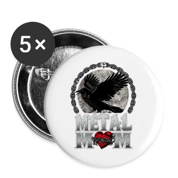 Metal Mom Raven Gift Heavy Metal Woman - Buttons groß 56 mm (5er Pack) - Weiß - Vorne
