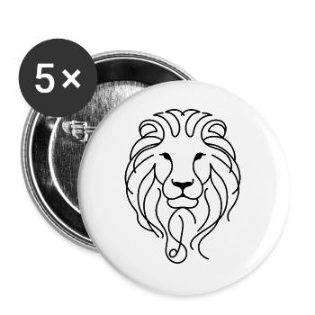 Löwenkopf One Line – süßes Löwenmotiv - Buttons groß 56 mm (5er Pack) - Weiß - Vorne