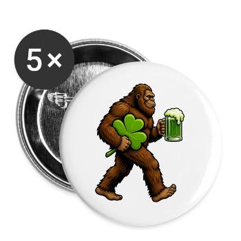 Bigfoot-Kleeblatt-Lustiger St. Patrick's Day Bigfo - Buttons groß 56 mm (5er Pack) - Weiß - Vorne