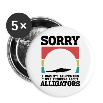 Alligator Silhouette Humor  - Buttons groß 56 mm (5er Pack) - Weiß - Vorne