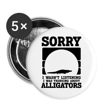 Alligator Silhouette Humor - Buttons large 2.2''/56 mm (5-pack) - white - Front