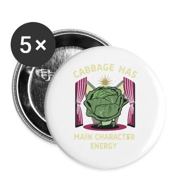 Cabbage Main Character Energy - Buttons groß 56 mm (5er Pack) - Weiß - Vorne