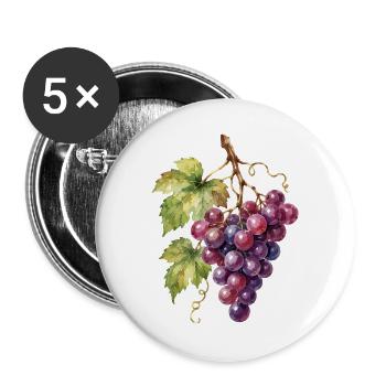 Aquarellweintrauben Cluster - Buttons groß 56 mm (5er Pack) - Weiß - Vorne