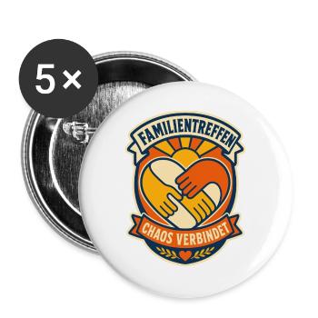 Familienfest Herzverbindet Chaos - Buttons groß 56 mm (5er Pack) - Weiß - Vorne