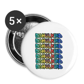 Schulkind Graffiti Farbverlauf - Buttons groß 56 mm (5er Pack) - Weiß - Vorne