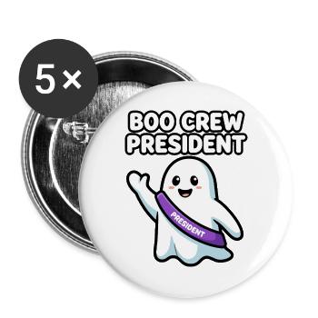 Boo Crew President Halloween Geist - Buttons groß 56 mm (5er Pack) - Weiß - Vorne