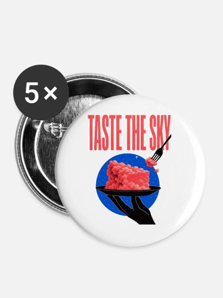 Taste the Sky – Wolkenkuchen - Buttons groß 56 mm (5er Pack) - Weiß
