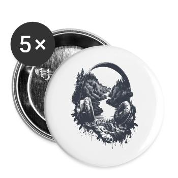 Hiking - The Sounds of Nature - Buttons large 2.2''/56 mm (5-pack) - white - Front