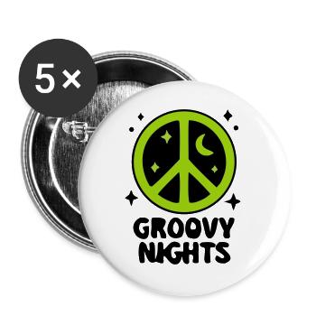 Groovy Peace Zeichen Logo - Buttons groß 56 mm (5er Pack) - Weiß - Vorne