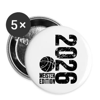 Basketball Meister Edition 2026 in schwarz  - Buttons groß 56 mm (5er Pack) - Weiß - Vorne