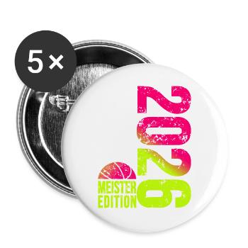 Basketball Meister Edition 2026 in lime pink - Buttons groß 56 mm (5er Pack) - Weiß - Vorne