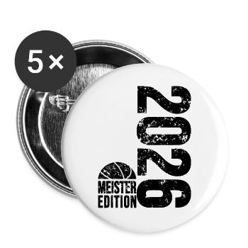 Basketball Meister Edition 2026 in schwarz  - Buttons groß 56 mm (5er Pack) - Weiß - Vorne