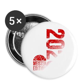 Basketball Meister Edition 2026 in rot und weiß - Buttons groß 56 mm (5er Pack) - Weiß - Vorne