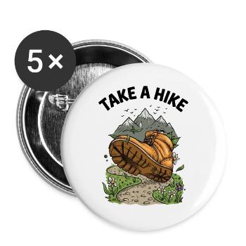 Mountains - Take a Hike - Buttons large 2.2''/56 mm (5-pack) - white - Front