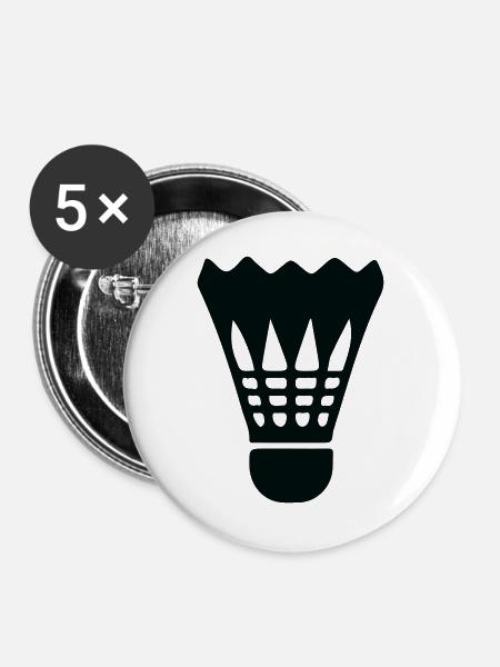 Federball Silhouette Kunstwerk - Buttons groß 56 mm (5er Pack) - Weiß