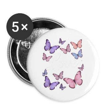Lila Liebe: Schmetterlingszauber - Buttons groß 56 mm (5er Pack) - Weiß - Vorne