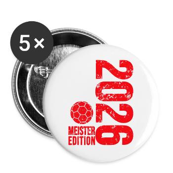 Handball Meister Shirt 2026, red Edition, rot - Buttons groß 56 mm (5er Pack) - Weiß - Vorne