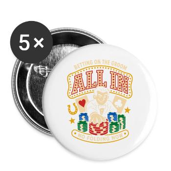 All In Poker and Casino - Buttons large 2.2''/56 mm (5-pack) - white - Front