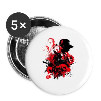 Graffiti Hip Hop Music Red On Black - Buttons large 2.2''/56 mm (5-pack) - white - Front