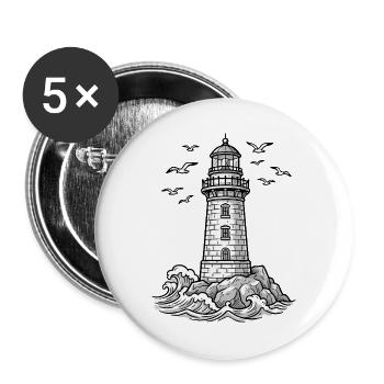 Moin Moin Norden - Maritime North German Design - Buttons large 2.2''/56 mm (5-pack) - white - Front