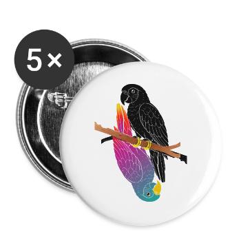 Two Parrots on Branch Cartoon Design - Buttons large 2.2''/56 mm (5-pack) - white - Front