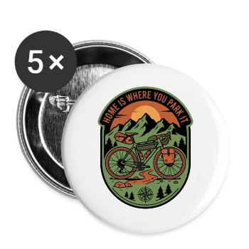 La maison, c’est là où on le gare Gravel Bike - Lot de 5 grands badges (56 mm) - blanc - Devant