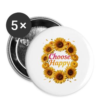Choose Happy Sunflower Wreath - Buttons large 2.2''/56 mm (5-pack) - white - Front