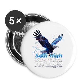 Blue eagle flight with lightning power - Buttons large 2.2''/56 mm (5-pack) - white - Front