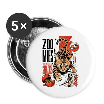 Zoomies & Snacks – Modern Anime Bengal Cat - Buttons large 2.2''/56 mm (5-pack) - white - Front