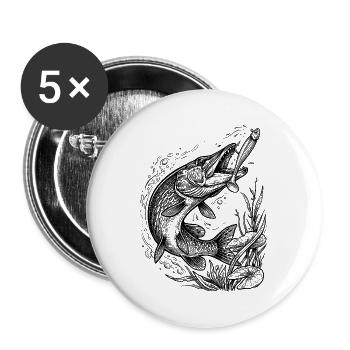 Pike on a softbait | Classic Collection - Buttons large 2.2''/56 mm (5-pack) - white - Front