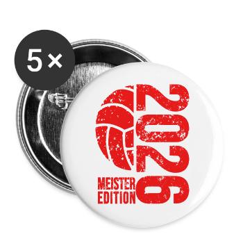 Volleyball Master Shirt 2026, Red, Hoodie, Mug - Buttons large 2.2''/56 mm (5-pack) - white - Front