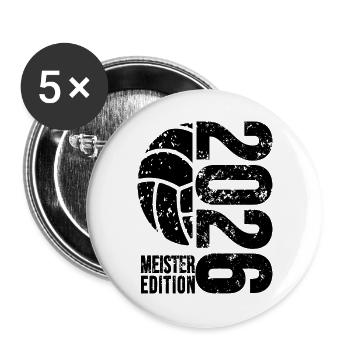 Volleyball Master Cap 2026, Black Pullover Hoodie - Buttons large 2.2''/56 mm (5-pack) - white - Front
