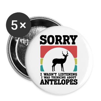 Antelope Humor Saying Vintage Safari - Buttons large 2.2''/56 mm (5-pack) - white - Front