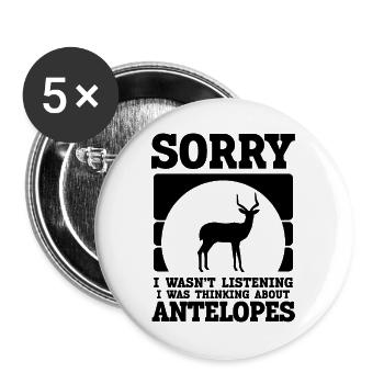 Antelope Humor Vintage - Buttons large 2.2''/56 mm (5-pack) - white - Front