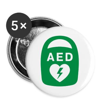 AED Heart Emergency Medical Icon - Buttons large 2.2''/56 mm (5-pack) - white - Front