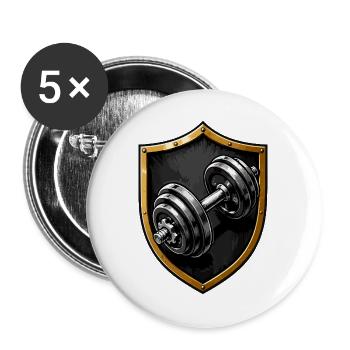 Shield of Power Dumbbell Logo - Buttons large 2.2''/56 mm (5-pack) - white - Front