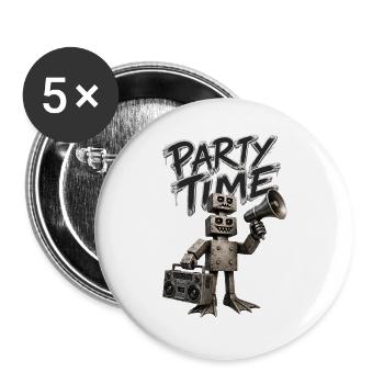 Robot Party Time - Lot de 5 grands badges (56 mm) - blanc - Devant