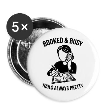 booked and busy nails pretty - Buttons large 2.2''/56 mm (5-pack) - white - Front